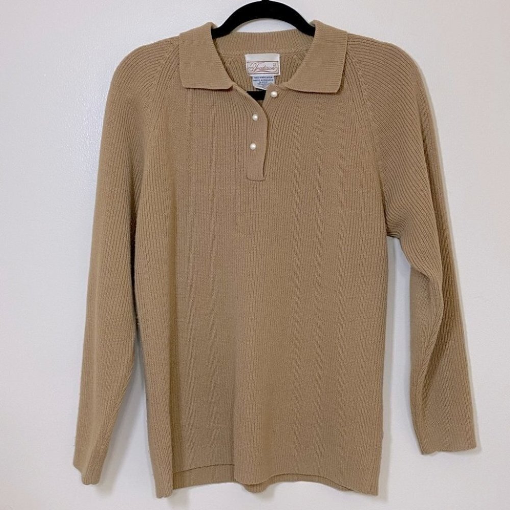 Vintage Traditions long Sleeve Tan Sweater M